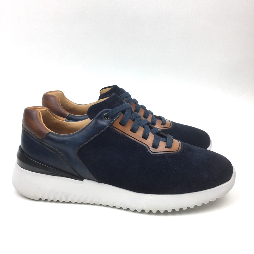 Magnanni leather sneaker trainer navy suede - Picture 2 of 8